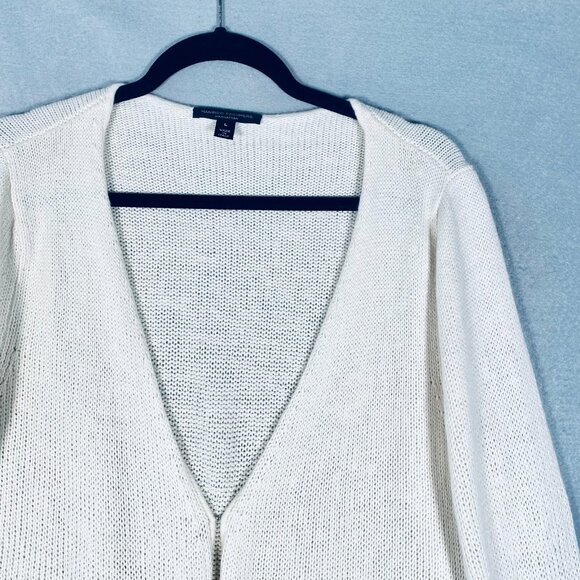 Manrico Cashmere Sweater Womens L Ivory Knit Clap Closure Cardigan Italy - Picture 3 of 11